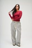 SEEMLY ROUND LONG SLEEVE BURGANDY XS