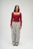 SEEMLY SQUARE LONG SLEEVE BURGUNDY XS
