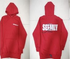 SEEMLY HOODIE RED PRINTED XS