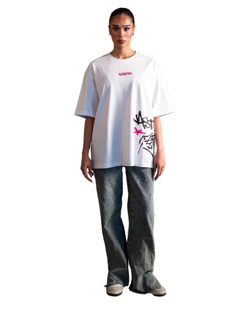 BLANCKA SIDE GRAFFITI TEE WHITE M