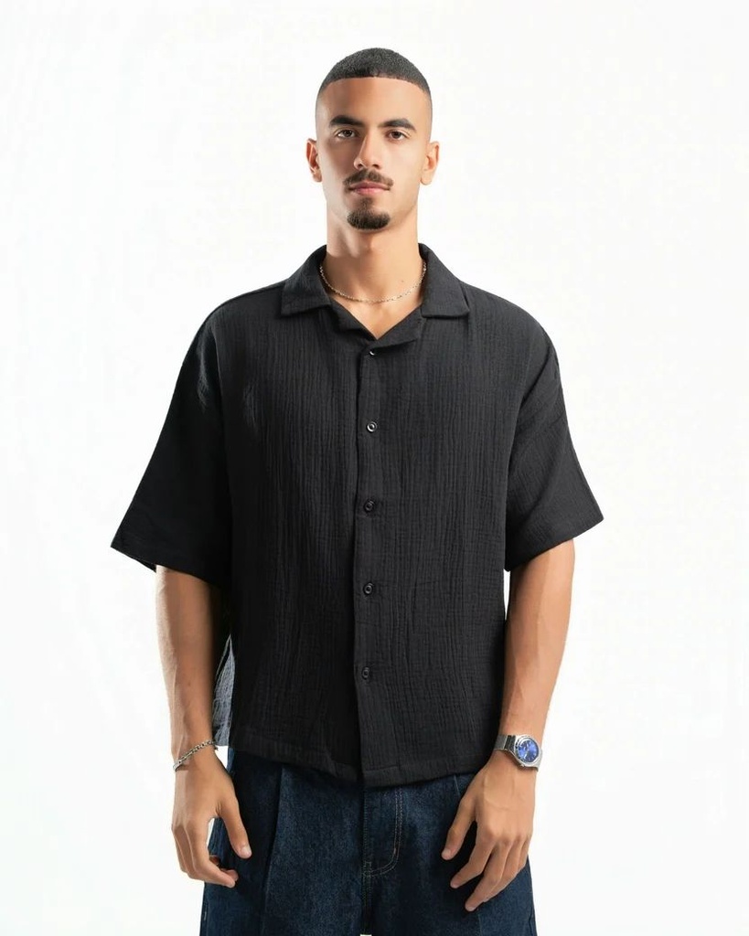SPIRAL CAPRI HALF SLEEVE SHIRT BLACK S