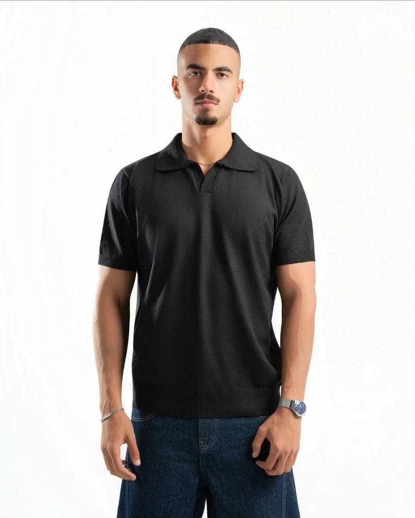 SPIRAL RIVIERA KNIT POLO BLACK M