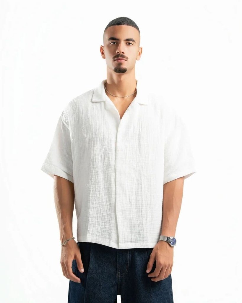SPIRAL CAPRI HALF SLEEVE SHIRT WHITE M