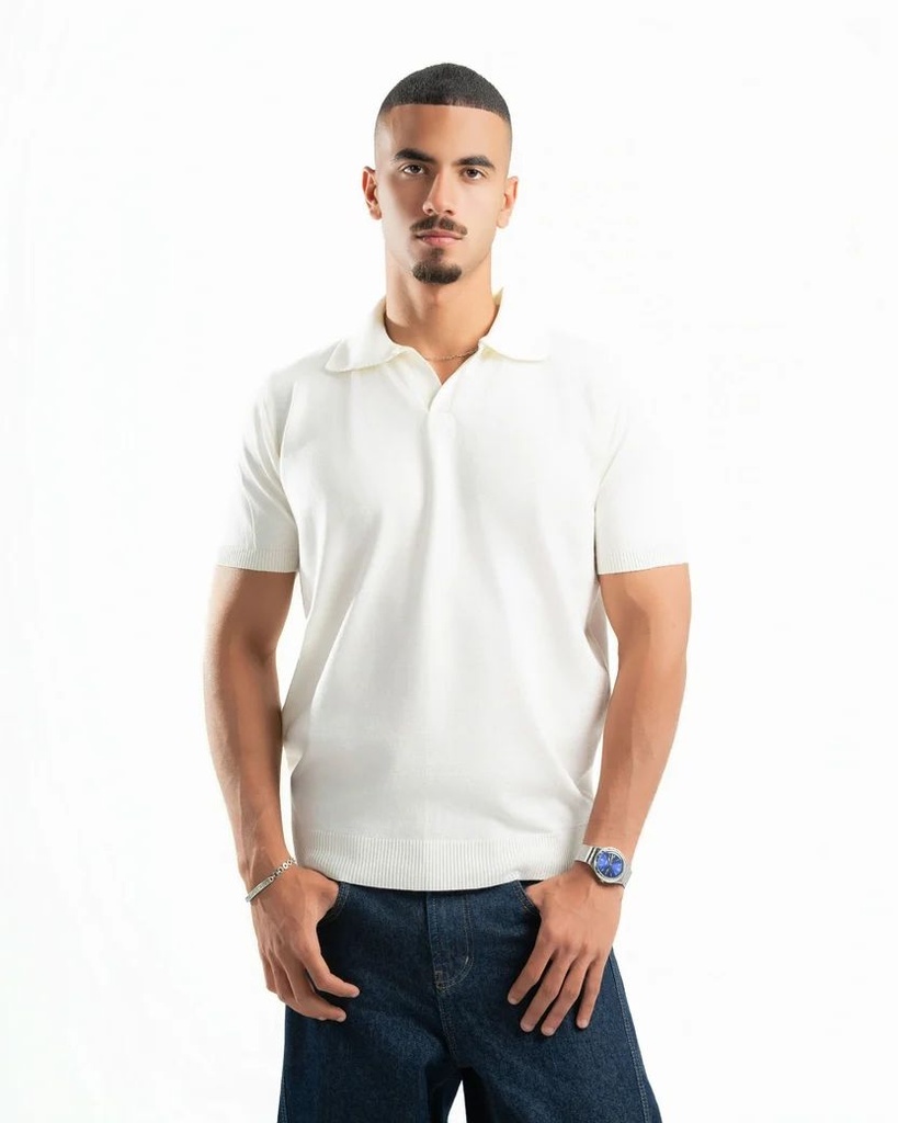 SPIRAL RIVIERA KNIT POLO WHITE L