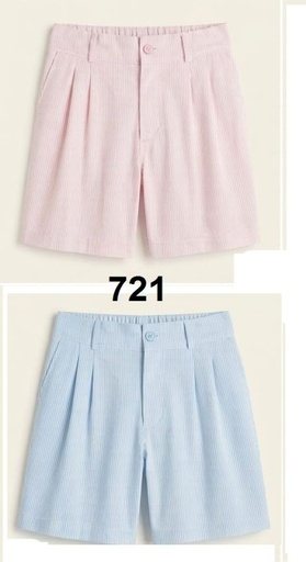 [721] FOURTEEN STRIPED LINEN SHORT BABY BLUE XS